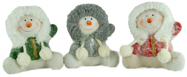 Bezaubernde Schneemänner 3er Set ca. 10 cm - Weihnachtsdekoration